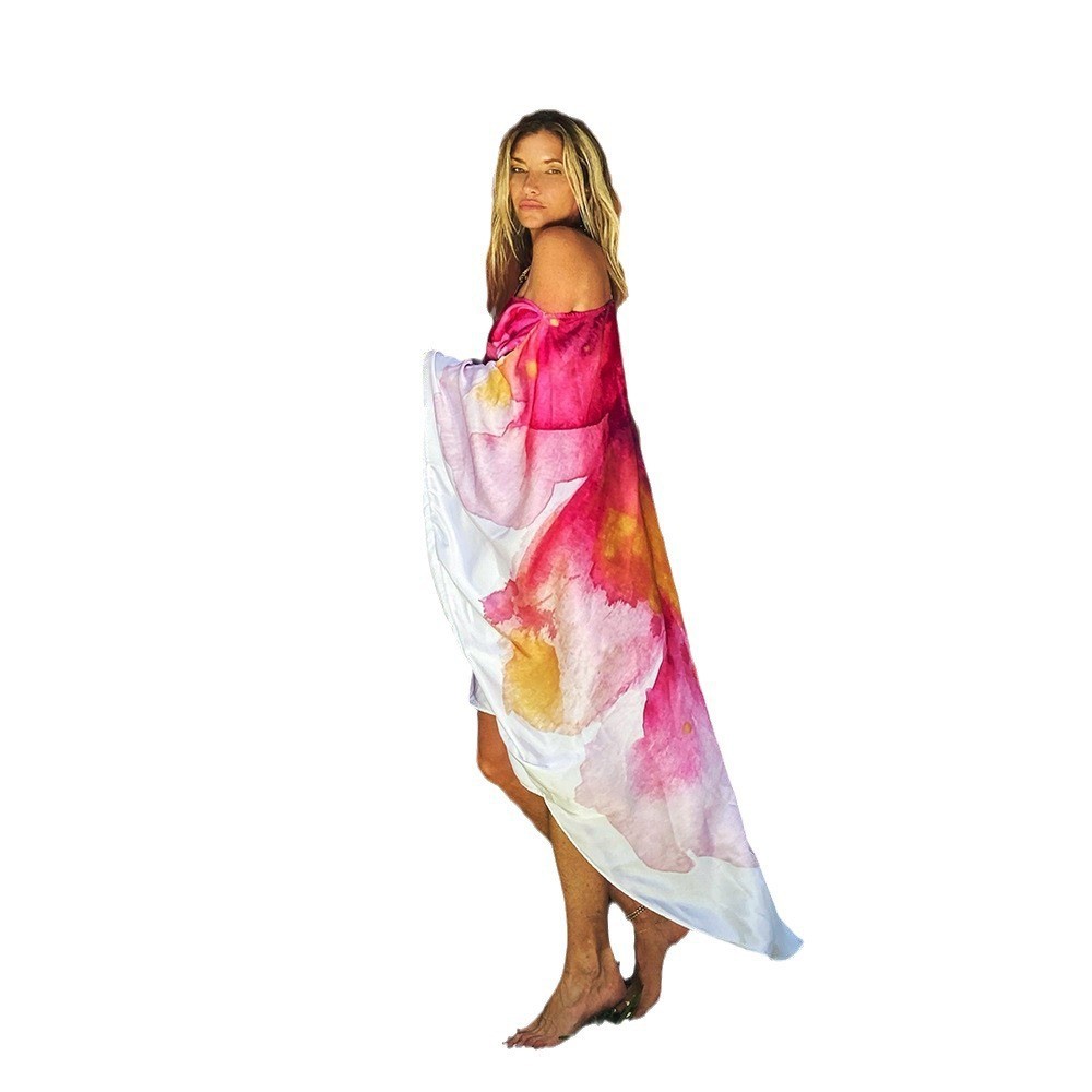 Midi Dress Dress Length Type Wholesale Women's Streetwear Printing Stripe Lion Leopard Daily Collarless Long Sleeve Swing Dress