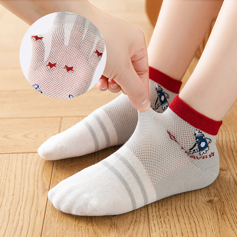Children's socks Spring and summer thin mesh breathable baby socks combed cotton sweat-absorbing sports short tube wholesale for boys and girls' socks