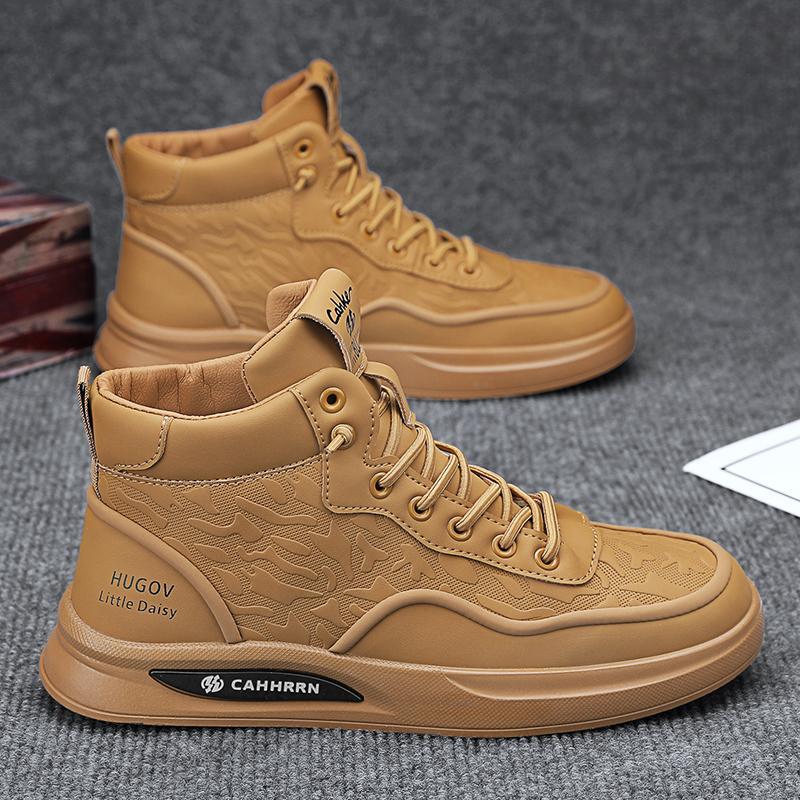秋季男鞋2024年新款英伦休闲男鞋百搭男士休闲鞋高帮小白板鞋潮鞋