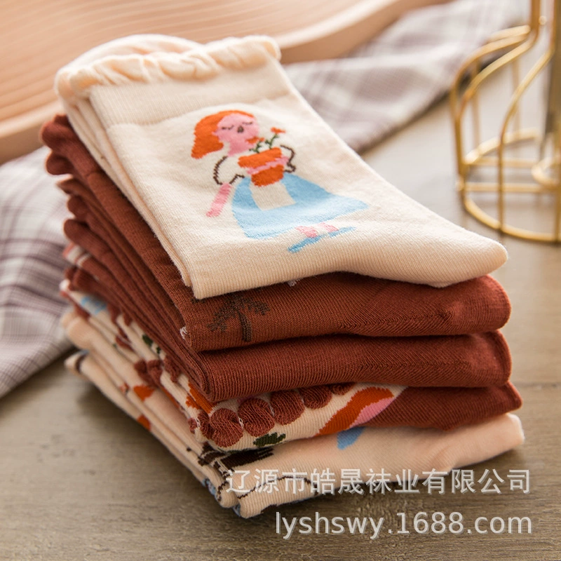 Autumn cartoon cute socks, direct factory sales, mid-length, Korean style