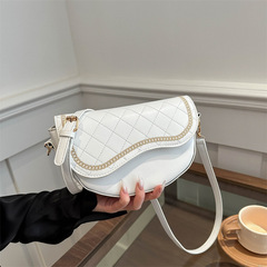 菱格繡線馬鞍包包女2024新款潮時尚洋氣單肩包簡約小眾質感斜挎包