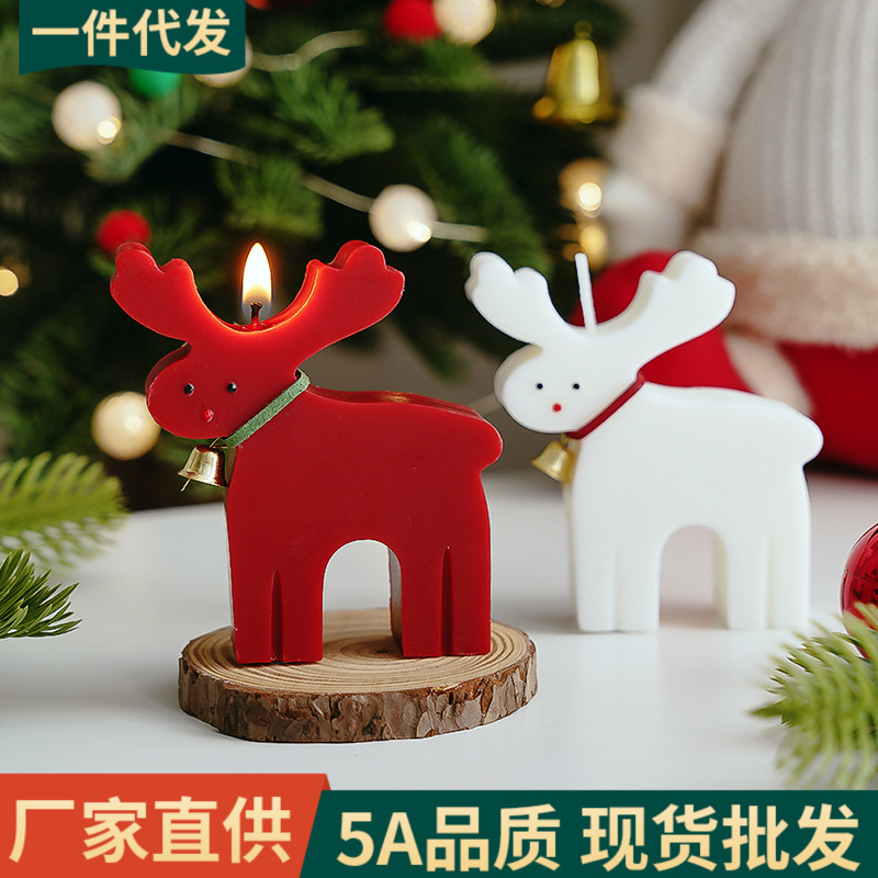 Vela aromática navideña con forma de reno, regalo creativo transfronterizo con fragancia de cera simulada.