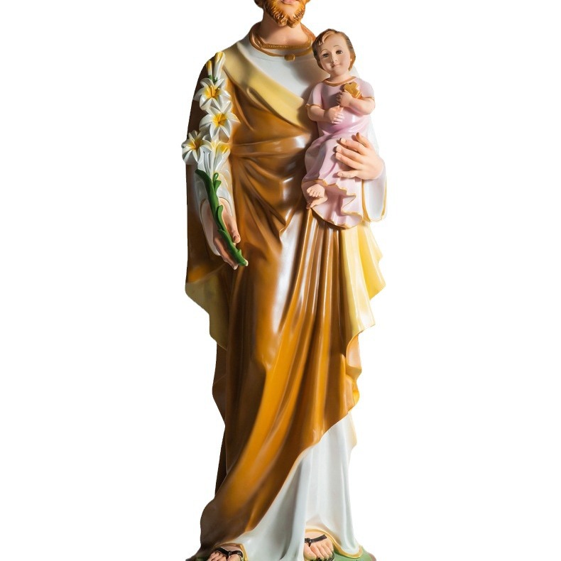 140cm Joseph abraza adornos para niños con estatuas de fibra de vidrio decoración de la iglesia doméstica