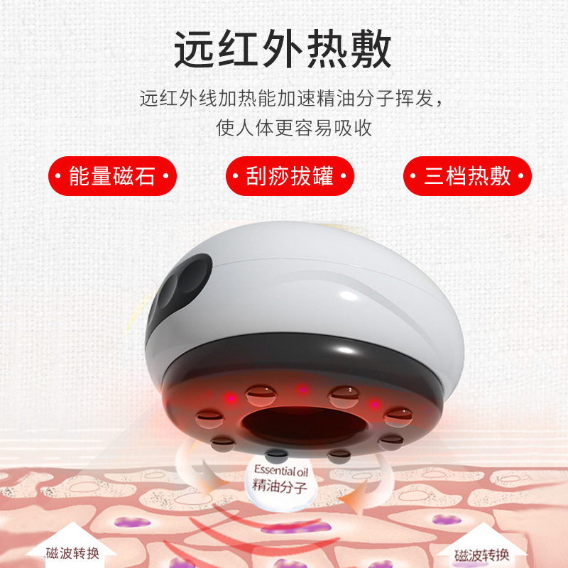 Dispositivo inteligente de raspado meridiano eléctrico, dispositivo de ventosas con calor y luz roja para terapia de espalda, dispositivo de masaje para el hogar.