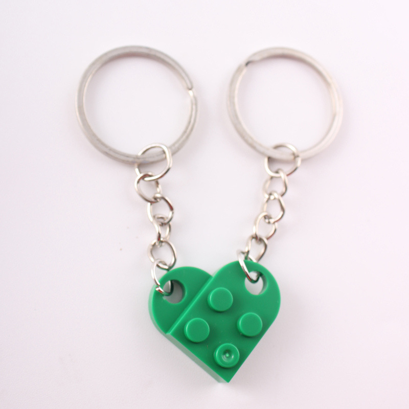 Dos en uno bloques de construcción de amor llavero pareja desmontable llavero amistad afecto en forma de corazón Qixi pequeño regalo