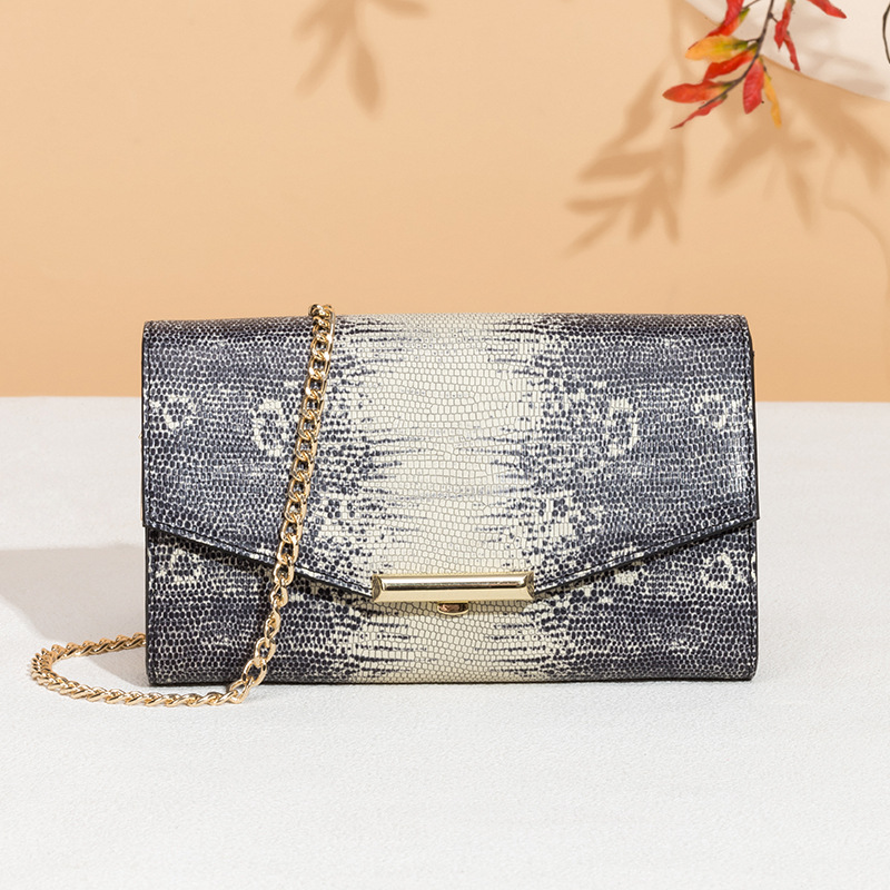 genuine leather Skew packet 2021 new pattern fashion Korean Edition wallet Top layer leather One shoulder Messenger chain Mobile phone bag