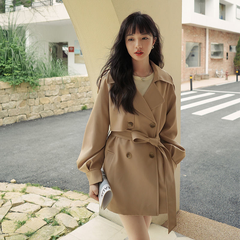 英伦风中长款外套女宽松春装新款韩版小个子大衣百搭休闲风衣|undefined