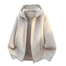 男装秋冬新款3D裁剪摇粒绒一体加厚连帽休闲国潮外套2368