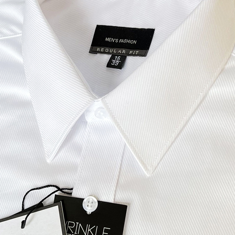 White men's long-sleeve shirt, slim fit, wrinkle-free, business professional shirt, workwear, office commuting formal attire, work uniform White men's long-sleeve shirt, slim fit, wrinkle-free, business professional shirt, workwear, office commuting formal attire, work uniform