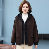 妈妈秋装洋气外套高贵2025新款中老年女春秋冬时尚双面毛呢子开衫，女装针织衫/毛衣，妃慕昵服饰