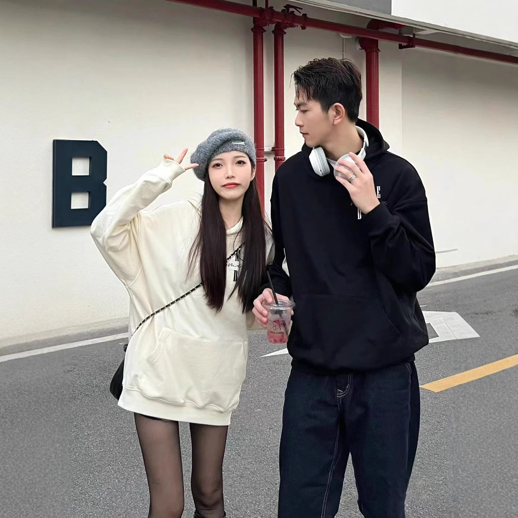 MEDM KASS 패션 브랜드 가을 후드 스웨터 남녀 미국 스트리트 커플의 느슨한 캐주얼 탑