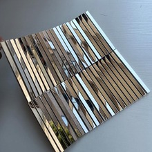 不锈钢镜面马赛克瓷砖银色ktv金属小背景墙墙贴条形墙砖304材料