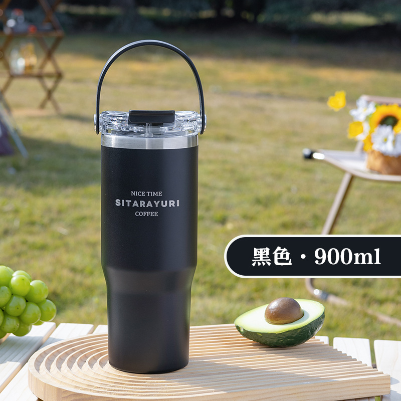 "Haoshun" SITARAYURI Ice Ba Cup Taza de vacío de pajita de gran capacidad Taza de agua Café portátil para automóvil Chicas