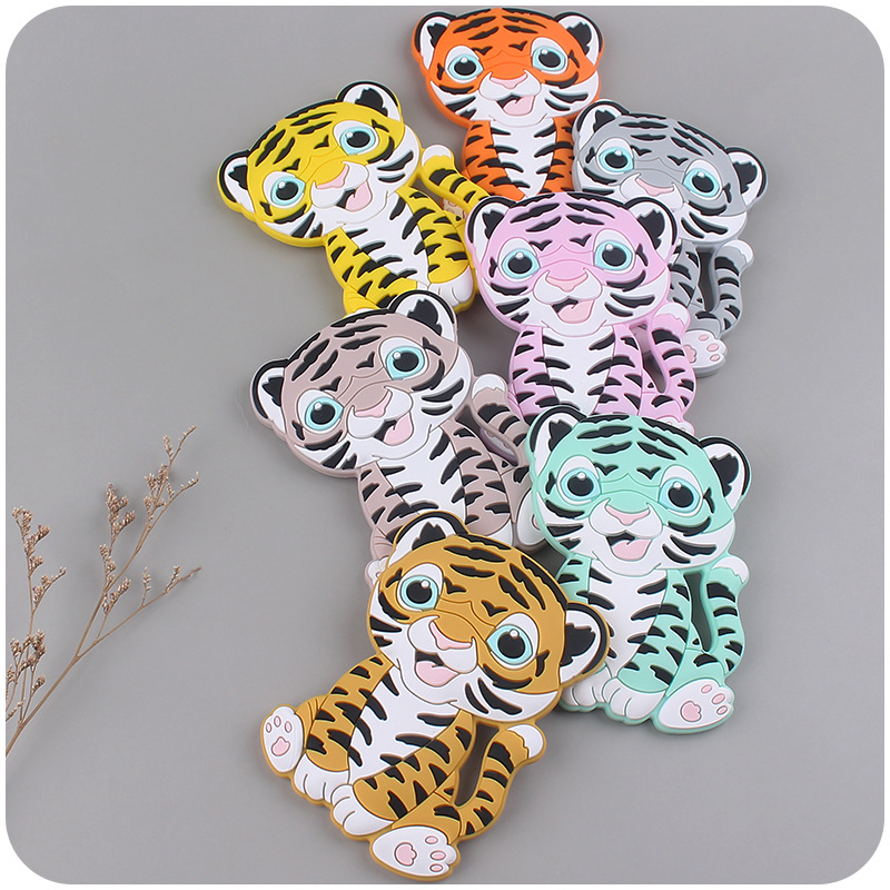 Bebé suministros de dibujos animados animal silicona Tigre mordedor creativo bebé de silicona mordedura molar teether juguete Nuevo