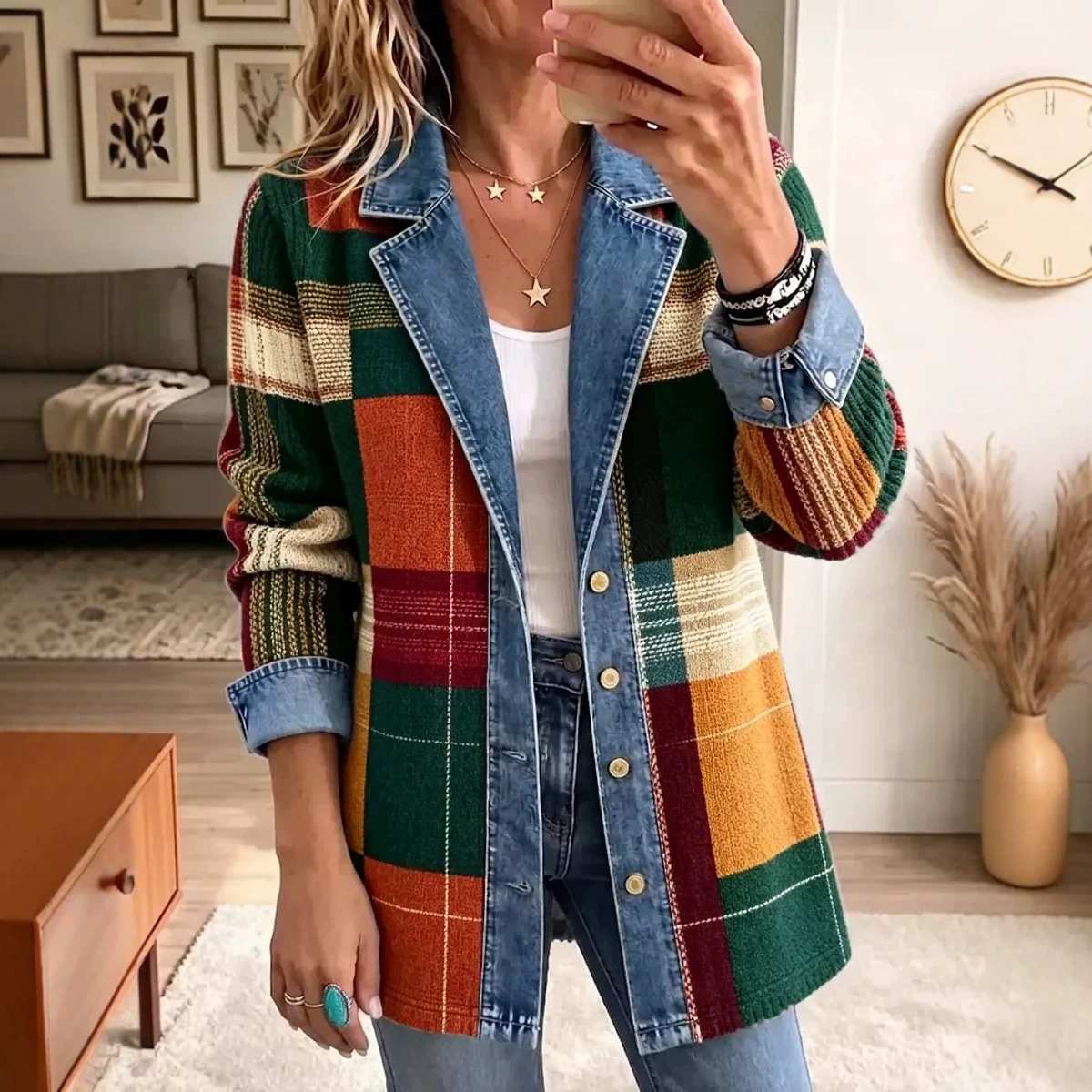 [Real Denim] New cross-border Amazon European and American women's casual loose fashion denim cardigan jacket