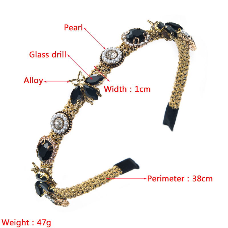 Fashion Pearl Flower Rhinestone Bee Headband Thin Edge Headband display picture 1