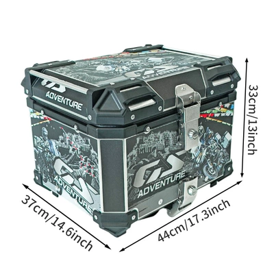 Cross-Border Motorcycle Aluminum Alloy Tail Box 45-Liter Waterproof Aluminum Alloy Rear Tail Box Universal Quick-Release Electric Vehicle Tail Box Thick (Motorcycle trunk) - 45l-potala-black