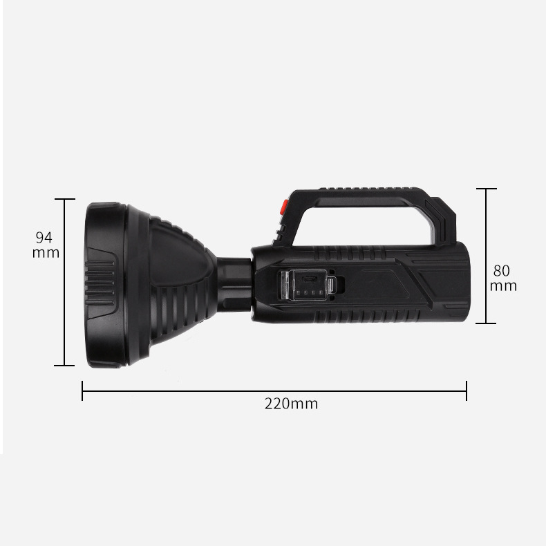 Cross-border Strong Light Portable Lamp Outdoor Household Portable USB Charging Led Fire Emergency Multi-function Searchlight Wholesale