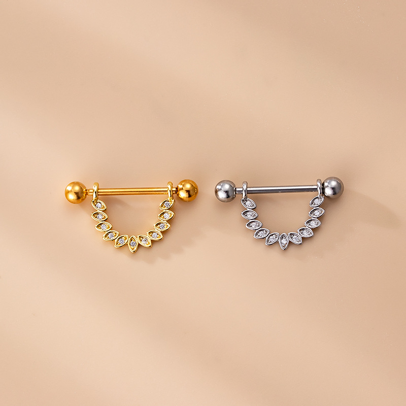 Heart Shape, Wings Pattern Women'S Gender 1 Piece 316L Stainless Steel Copper Zircon Nipple Rings & Studs Heart Shape Wings Waterproof Non Tarnish Surgical Steel Women'S
