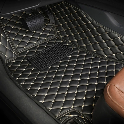 and Rear Floor Mats for the — Universal Foot Pad - main-driver-single-layer-black-gold-wire