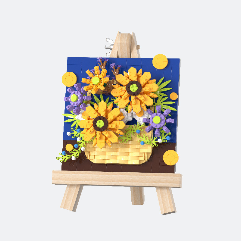 Compatible con los bloques de construcción de la vida eterna de Lego soporte de flores marea lechuang 720-7212 Rosa girasol montado adornos de juguete