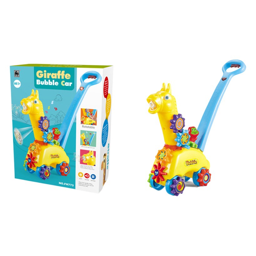 Venta caliente transfronteriza máquina de burbujas de juguete para niños al aire libre empujando a mano máquina de escardar coche de burbujas animal de dibujos animados empujando a mano coche de burbujas