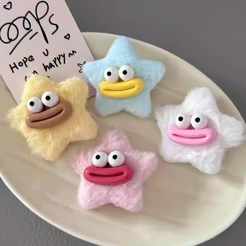 Cute 3D Cartoon Ugly Doll Hair Clip for Babies, Winter Funny Plush Hairpin Headband for Kids, Twistable Hair Accessory