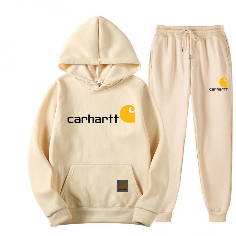 Carhartt Carhartt Style Printed Hooded Sweatshirt Set for Men, American Fashion Brand Loose-Fitting Jogger Sweatpants Two-Piece Set