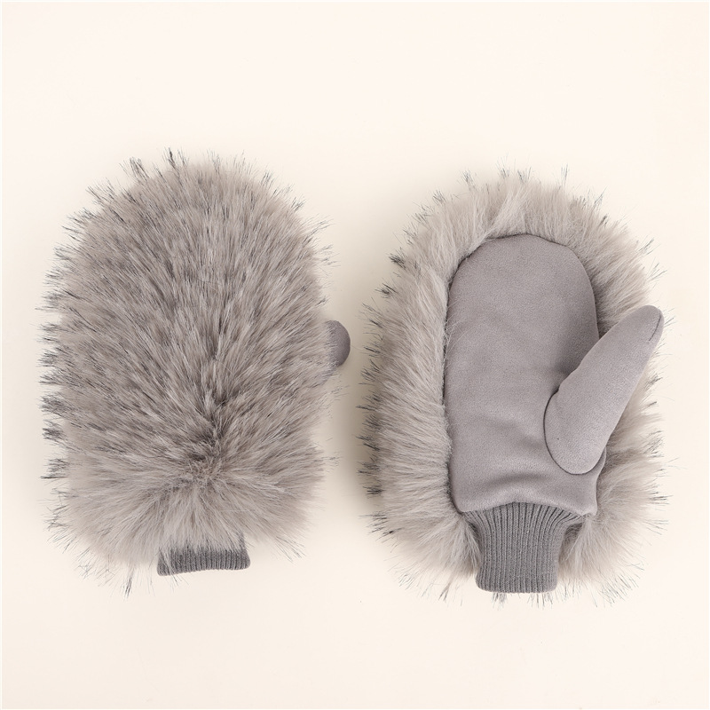 Nuevos guantes de peluche de otoño y invierno japoneses guantes de bicicleta calientes a prueba de frío más guantes de peluche gruesos dedos sofocados guantes lindos al por mayor