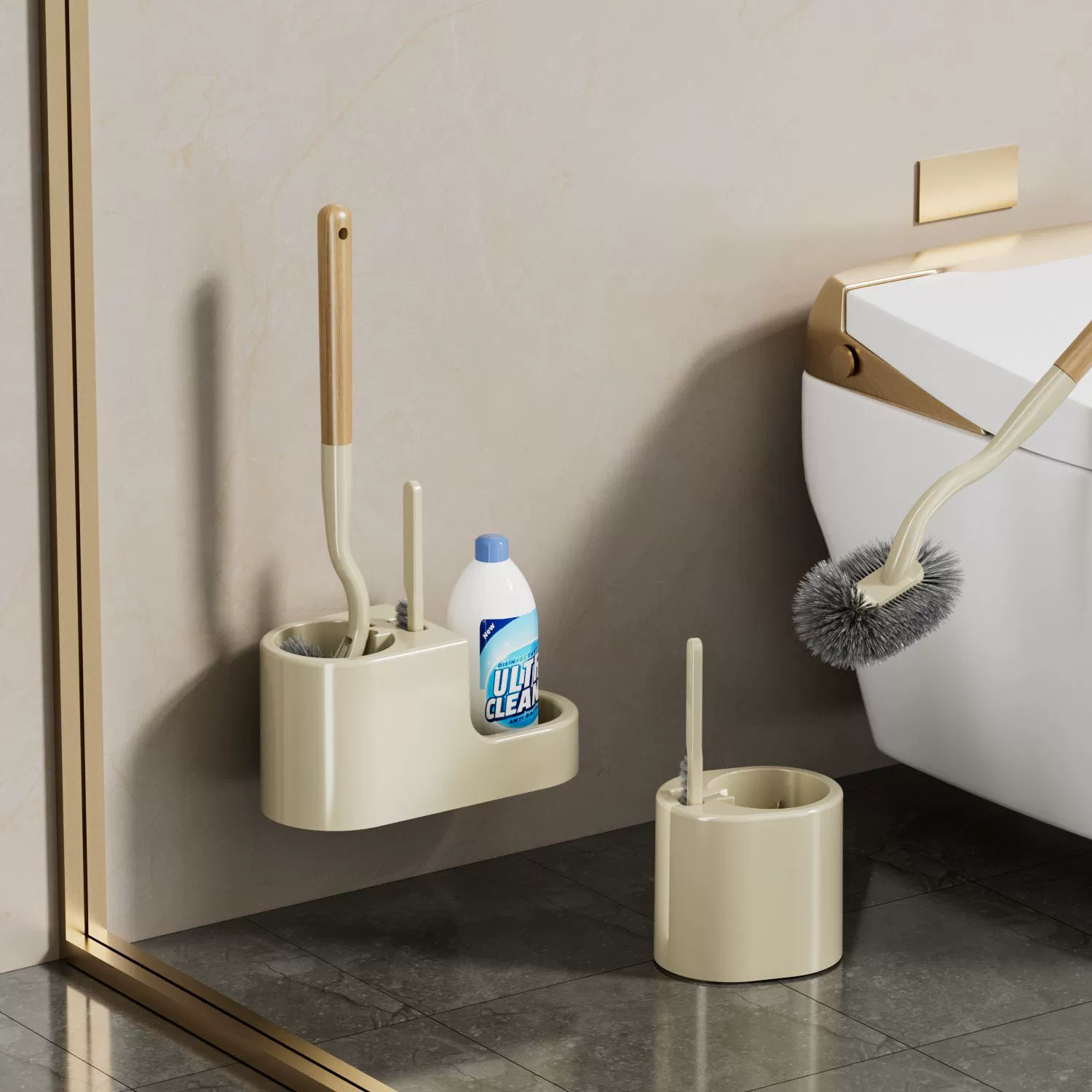Toilet, set, brush for students, light luxury style