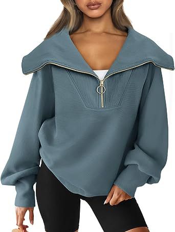 Oversized Half Zipper Pullover Sweater Hoodie in Hoodies & Sweatshirts