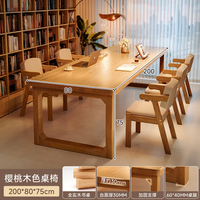 Toda la sala de estar de madera maciza, escritorio largo, escritorio de lectura y estudio, escritorio doble para el hogar, mesa de trabajo para la sala de estar