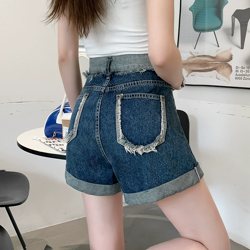 П spring trousers, summer jeans, shorts, European style, high waist, fitted