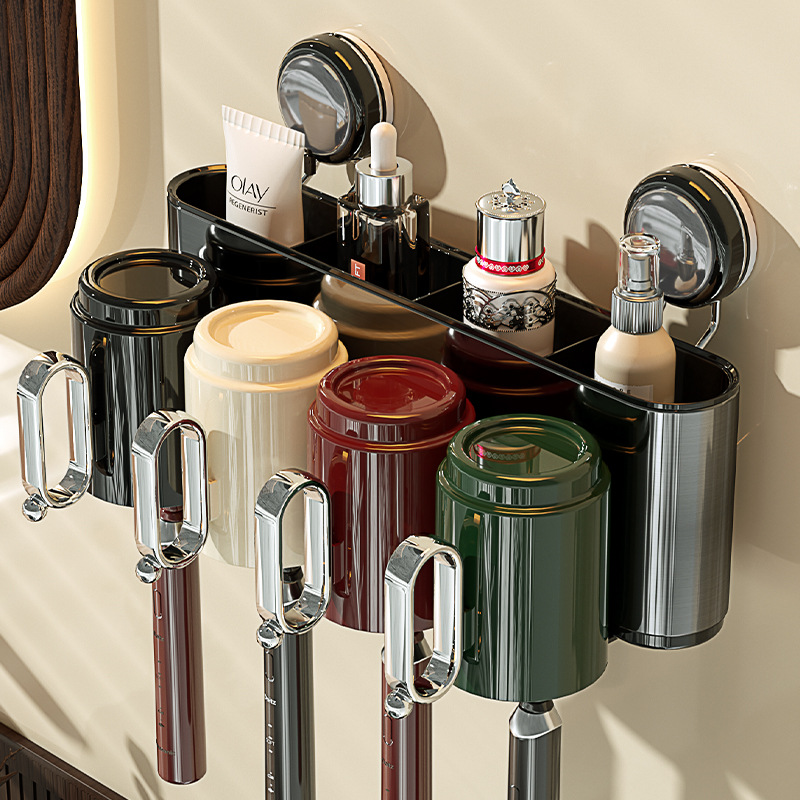 Suction Cup Toothbrush Holder, No-Drill Mouthwash Cup, Toothbrush Cup, Bathroom Wall-Mounted Electric Toothpaste Rack