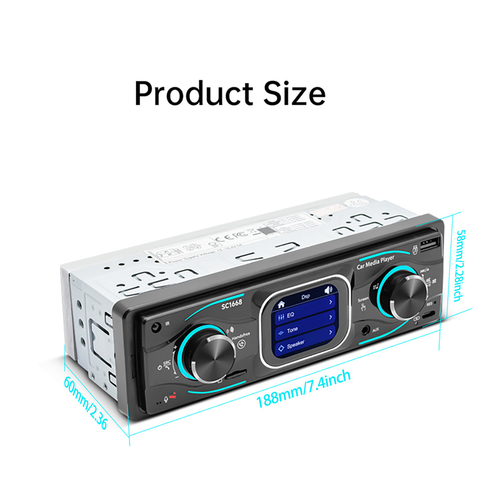 Car Bluetooth Mp3 Lossless Music USB Card Player Fm Radio Smart Touch Screen Small 12V Universal