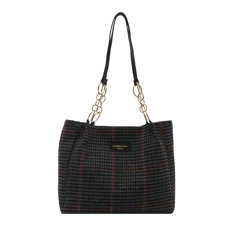 Bolso retro para mujeres 2025 primavera nueva celosía de gran capacidad relajada sensación de moda casual mochila de hombro