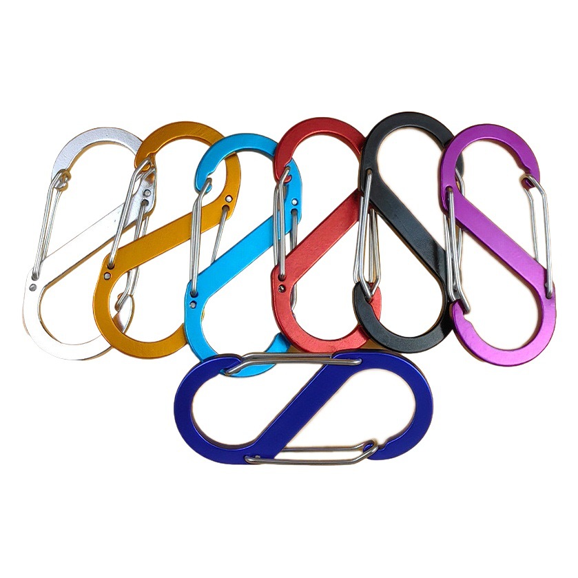 Outdoor S-Shaped Aluminum Alloy Carabiner Multifunctional Figure-Eight Buckle Climbing Buckle Quick-Hook Keychain Hook Water Bottle Buckle Backpack Buckle