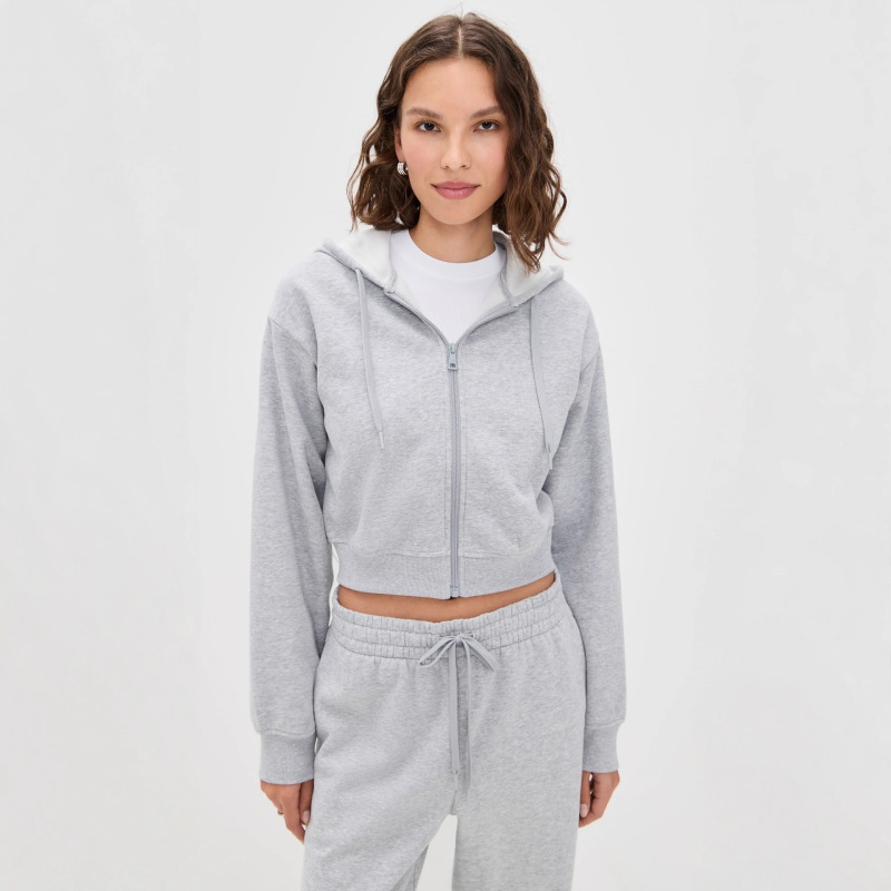 Cross-Border Fashion European and American Long-Sleeved Hooded Cardigan Short Sports Suit Trousers Hooded Sweatshirt Casual Suit for Women