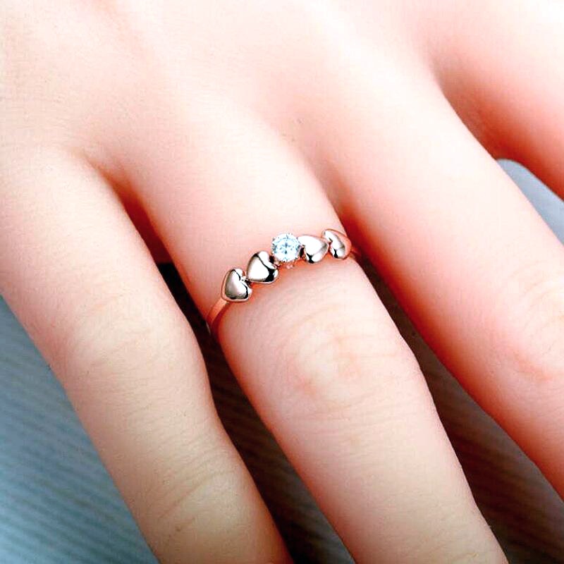 Women'S Gender Real Gold Plated 201 Stainless Steel PVD Coated Rhinestones Solid Color Waterproof Non Tarnish Simple Style Rings For Women'S