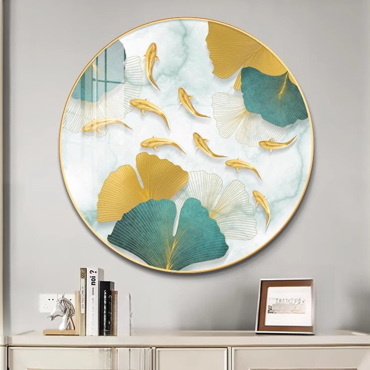Jiuyu Jujiaitu lujoso porche pinturas decorativas mural redondo corredor restaurante entrada en la atmósfera pinturas colgantes de porcelana cristalina
