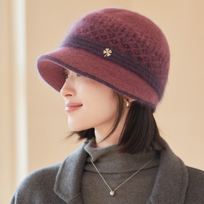 Sombrero de madre de mediana edad y anciano hembra otoño e invierno cálido sombrero de lana de punto engrosado a prueba de frío abuela anciana sombrero de lavabo