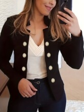 I 43578 Button Decor Long Sleeve Blazer �ſ�װ�ο��� �羳ר