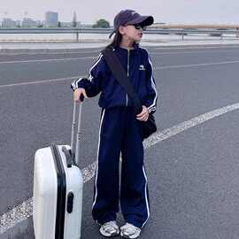 女童春秋款运动套装2025新款中大童秋装韩版立领外套休闲裤两件套