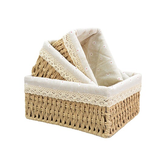 Woven storage baskets, storage boxes, desk fabric storage, simple snack baskets, living room rattan storage baskets