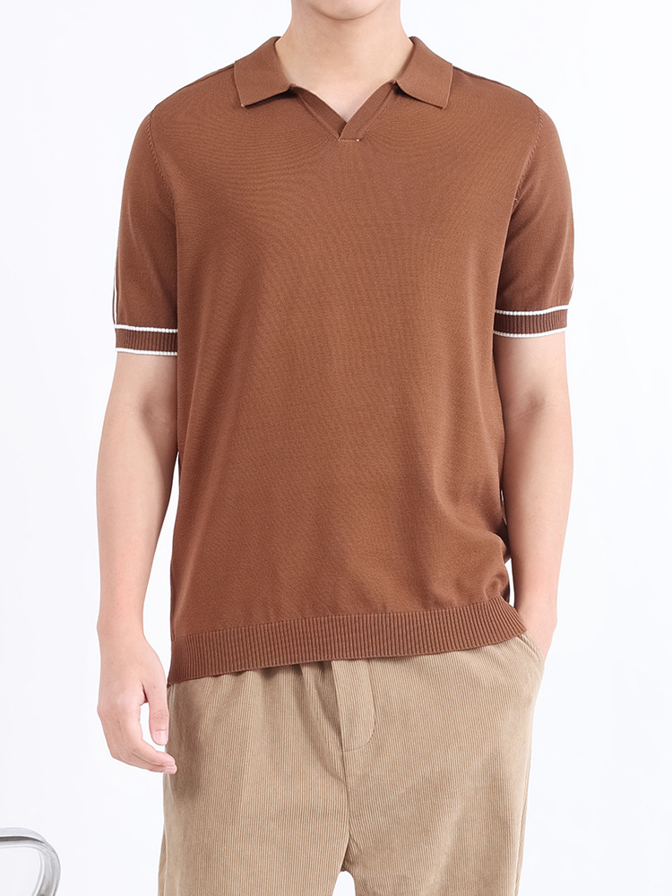 アイスポロシャツ半袖高级感夏メンズビジネスtシャツカジュアル襟折りニットtシャツメンズ