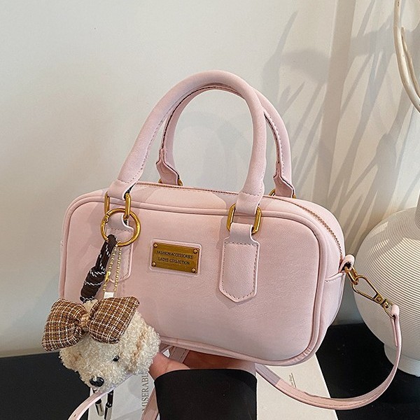 Women's Vintage Niche Bowling Bag Handbag New Spring Festival Simple Shoulder Crossbody Boston Bag