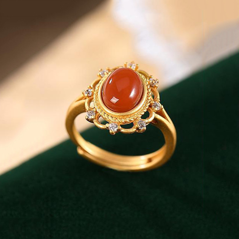 Agate organic fresh fashionable ring jade