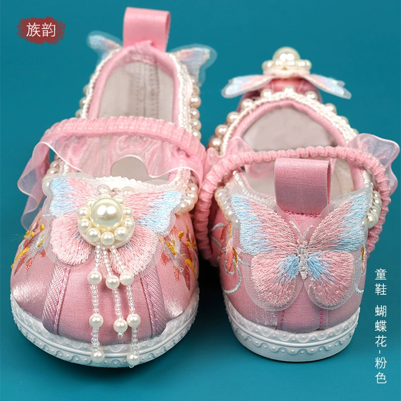 Старинная обувь ханьфу для девочек Детская обувь с вышивкой, этнический костюм, старая Пекинская Тканевая обувь, маленькая принцесса, обувь Чонсам для студентов