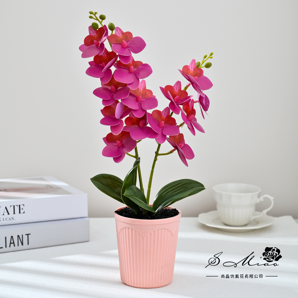 Dos bifurcaciones 15 flores mariposa orquídea bonsai en maceta creativa decoración del hogar de moda fotografía flores artificiales ornamentos de boda