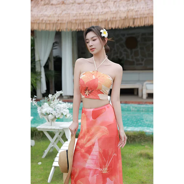 New Style Women's Three-Piece Set in Island Style, Sexy Hot Girl Print, Beach Spa Resort Swimsuit, Wholesale for Women